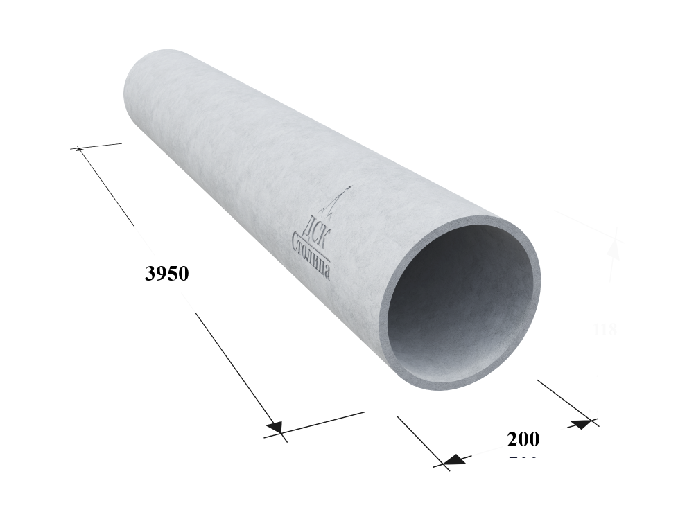 Труба асбестоцементная безнапорная диаметр 200 мм длина 3,95 м