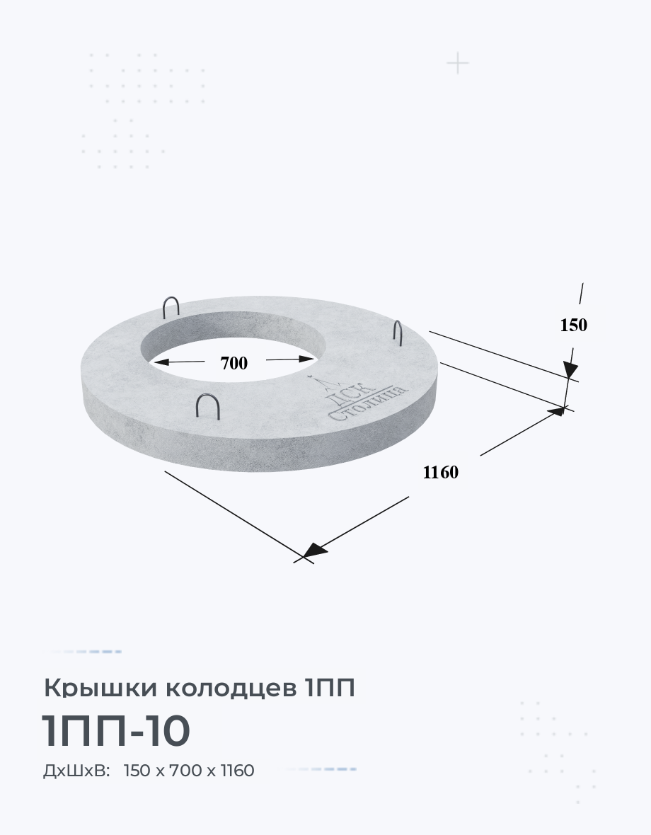 1ПП-10 Плита перекрытия колодца Размеры Цены Купить Плита колодца ЖБИ вес  ГОСТ серия