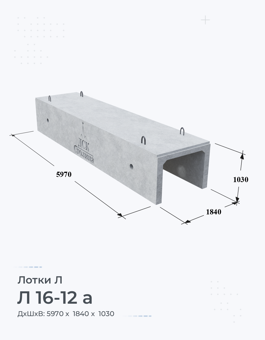 Л 16-12 а Лотки железобетонные теплотрасс Купить Цена Размеры Вес ГОСТ Серия