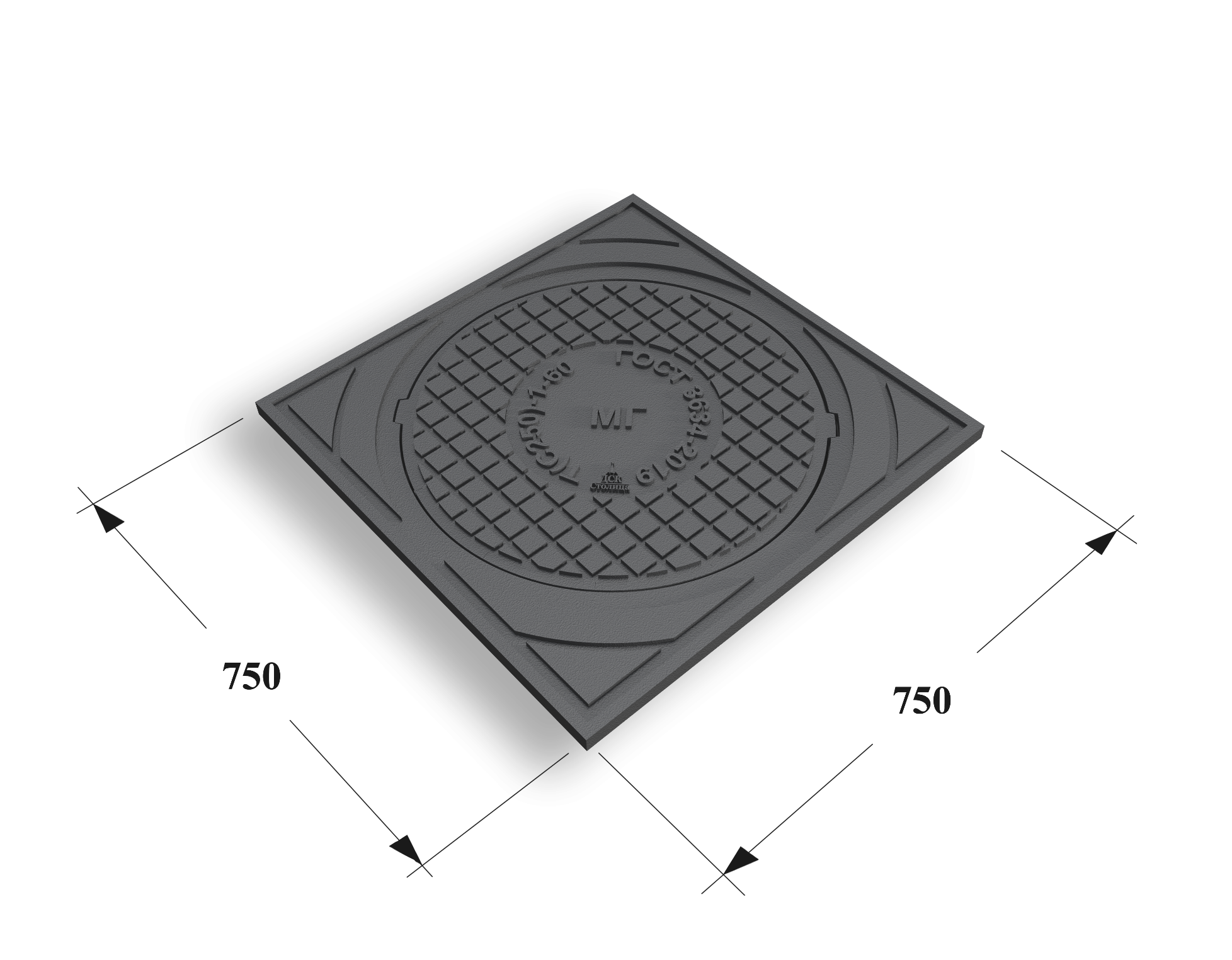 Люк квадратный Т(С250)-1-60 750х750 Арбат  Сеть МГ