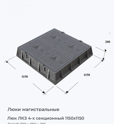 Люк ЛКЗ 4-х секционный 1150х1150
