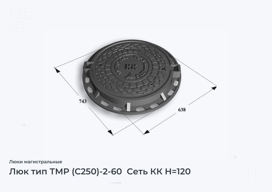 Люк тип ТМР (С250)-2-60  Сеть КК H=120