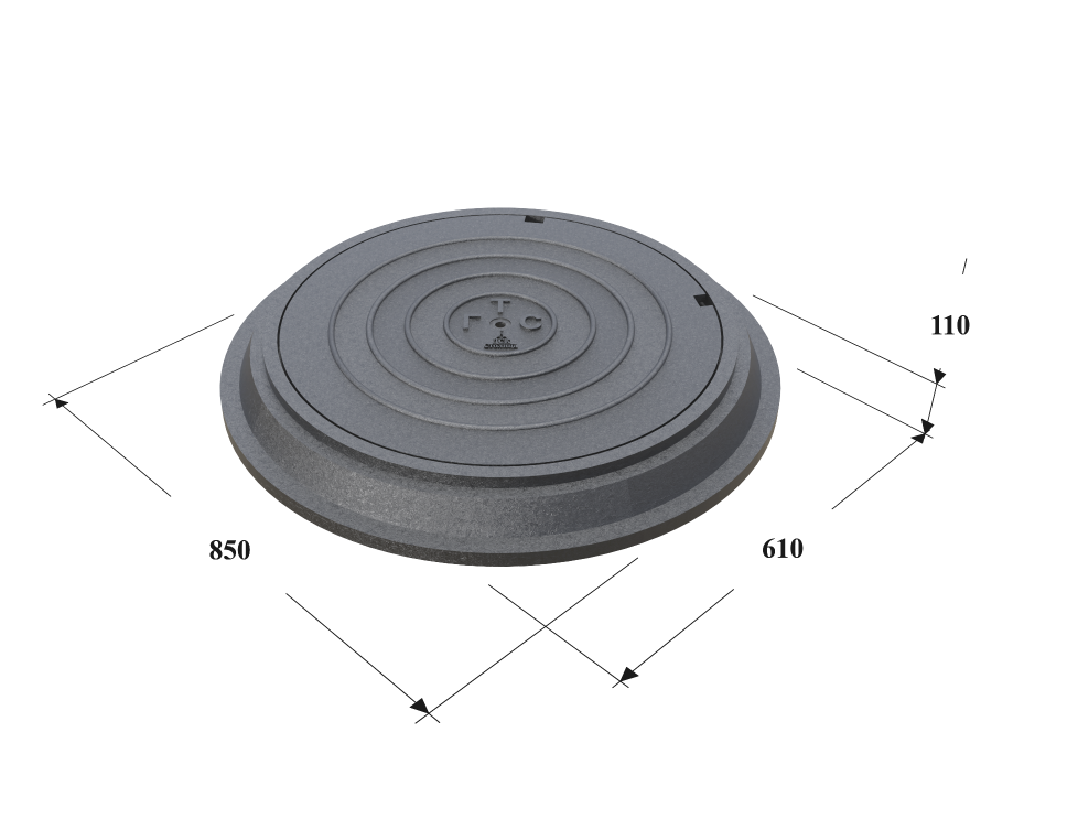 Люк чугунный телефонный тяжелый ГТС с отверстием под УЗВКЛ (тип Т С250 ГТС 1-60)