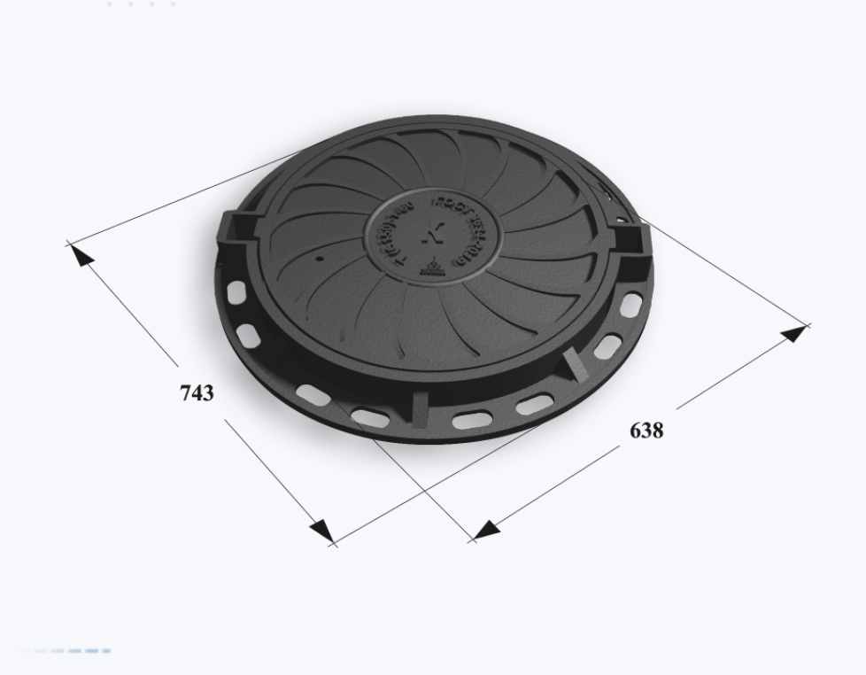 Люк чугунный тяжелый тип Т (С150)-1-60 (с пазом под РТИ)  Сеть К H=100