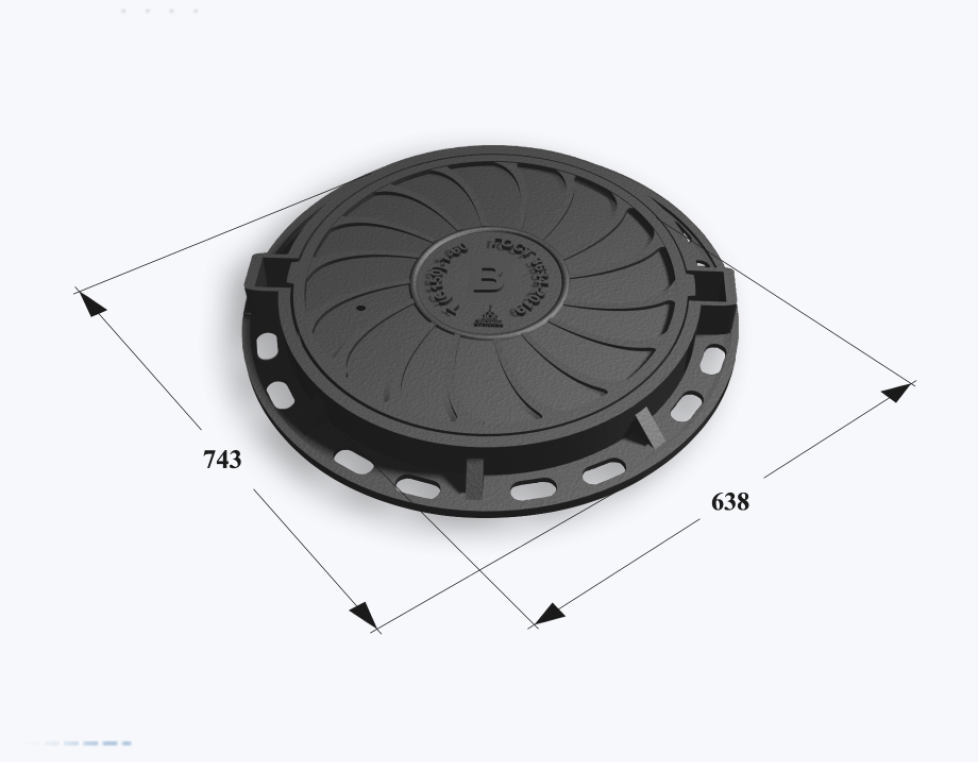 Люк чугунный тяжелый тип Т (С150)-1-60 (с пазом под РТИ)  Сеть В H=100