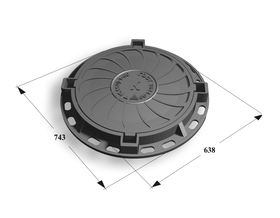 Люк чугунный тяжелый тип Т (С150)-1-60 4-х ушковый  Сеть Д