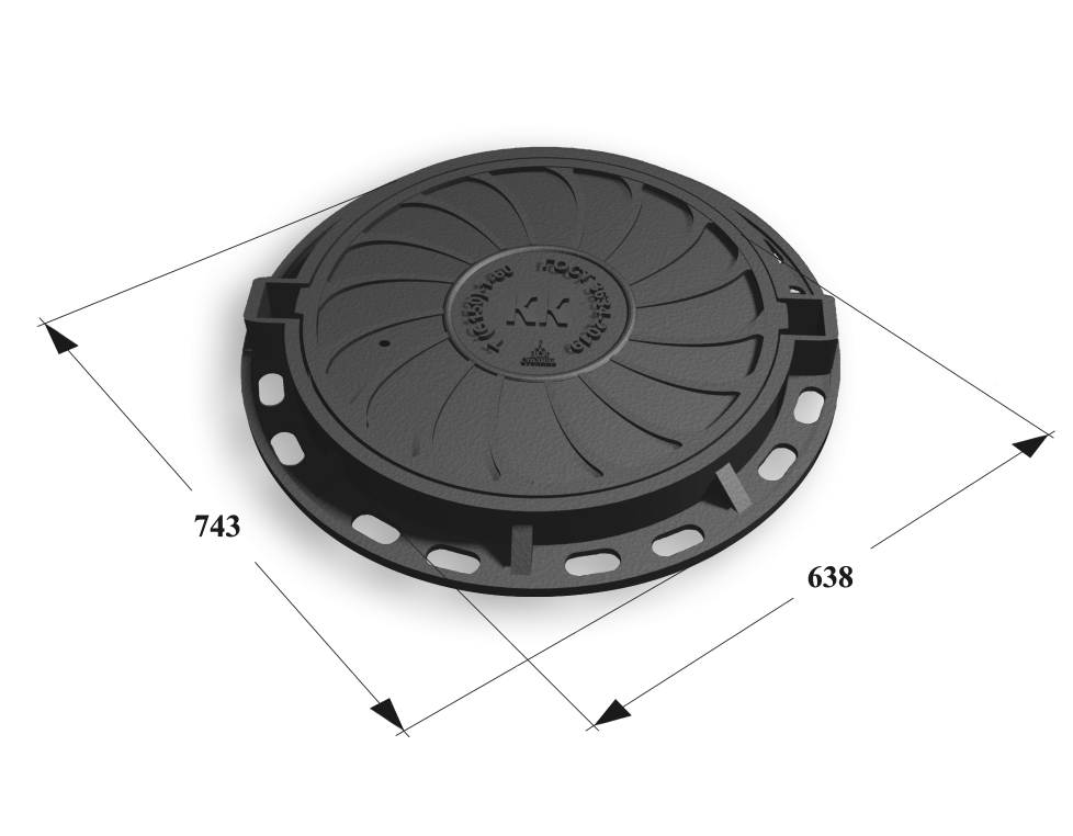 Люк чугунный тяжелый тип Т (С150)-1-60 (с пазом под РТИ)  Сеть КК H=120