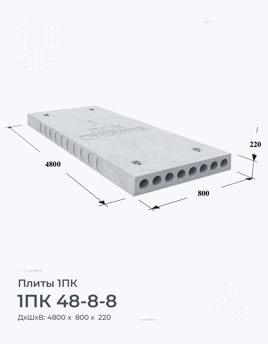 1ПК 48-8-8 Плиты перекрытия ЖБИ Купить Цена размеры вес ГОСТ Серия