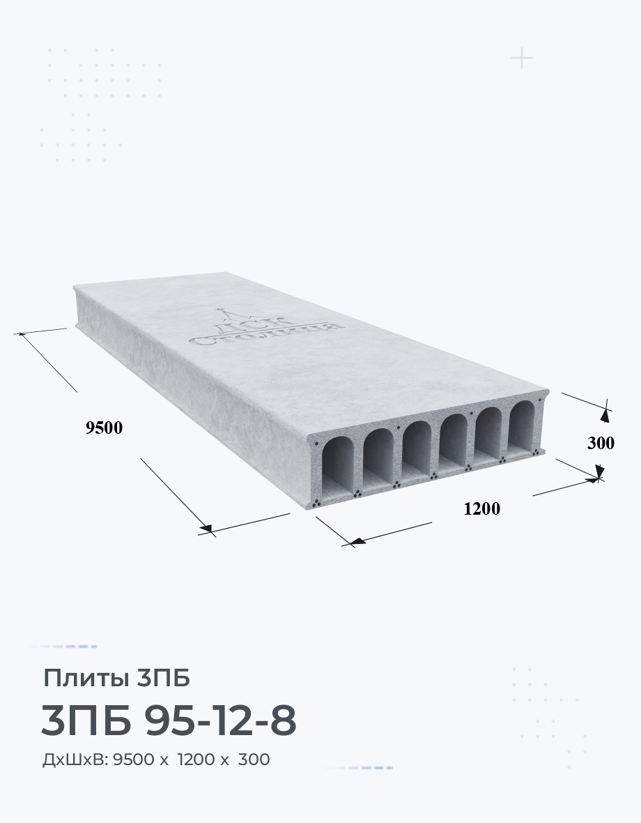 3ПБ 95-12-8 Плиты перекрытия Купить Цена Размеры Вес ГОСТ Серия