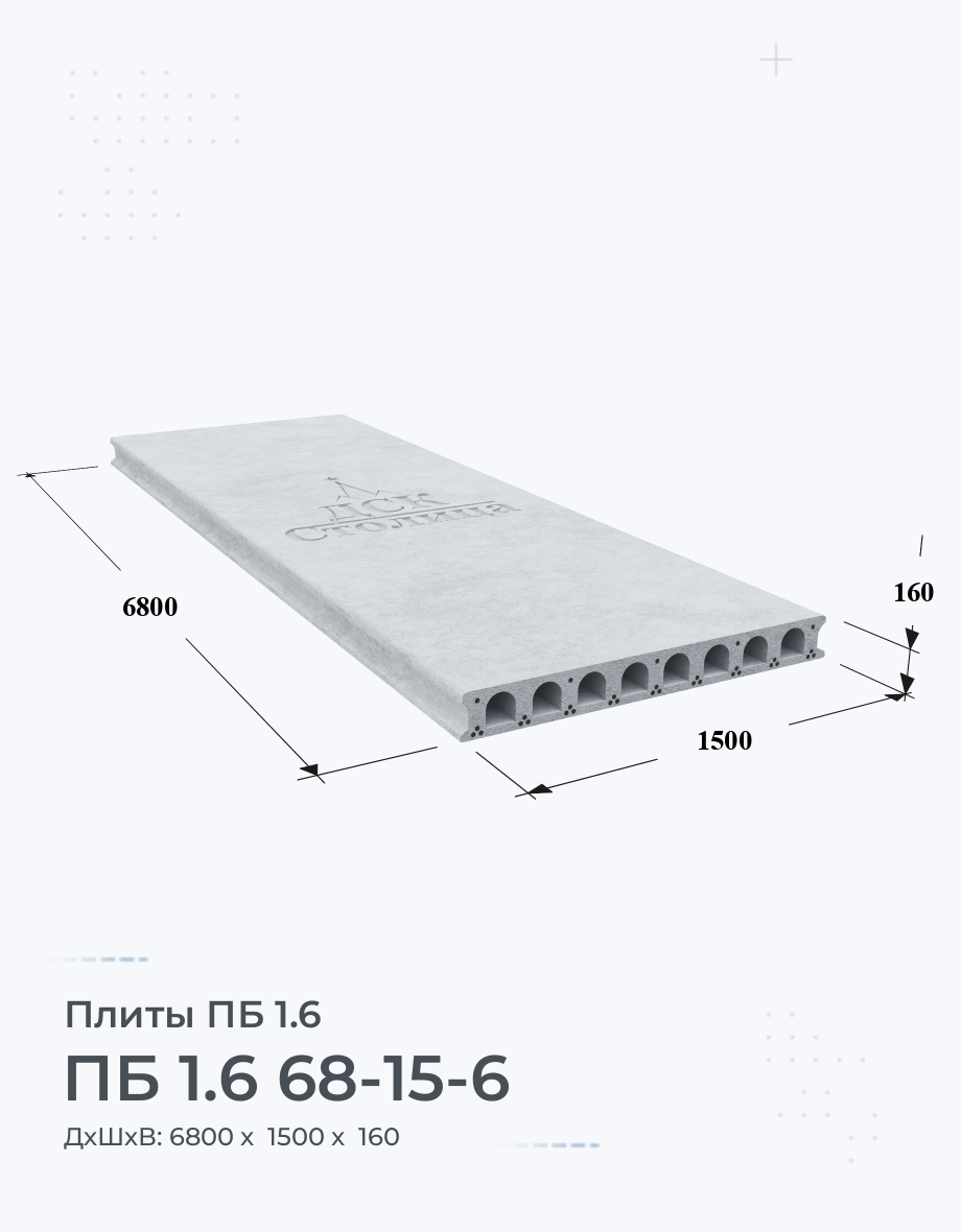 ПБ 1.6 68-15-6 Купить облегченные плиты перекрытия Цена размеры вес ГОСТ  серия