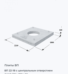 Плита ВП 22-18 с центральным отверстием
