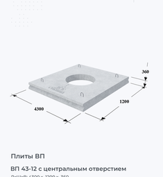 Плита ВП 43-12 с центральным отверстием