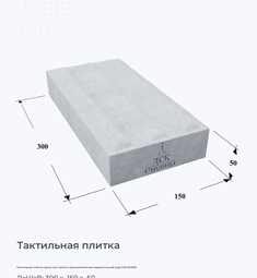 Тактильная плитка серая три полосы прямолинейный параллельный риф 300х150х50