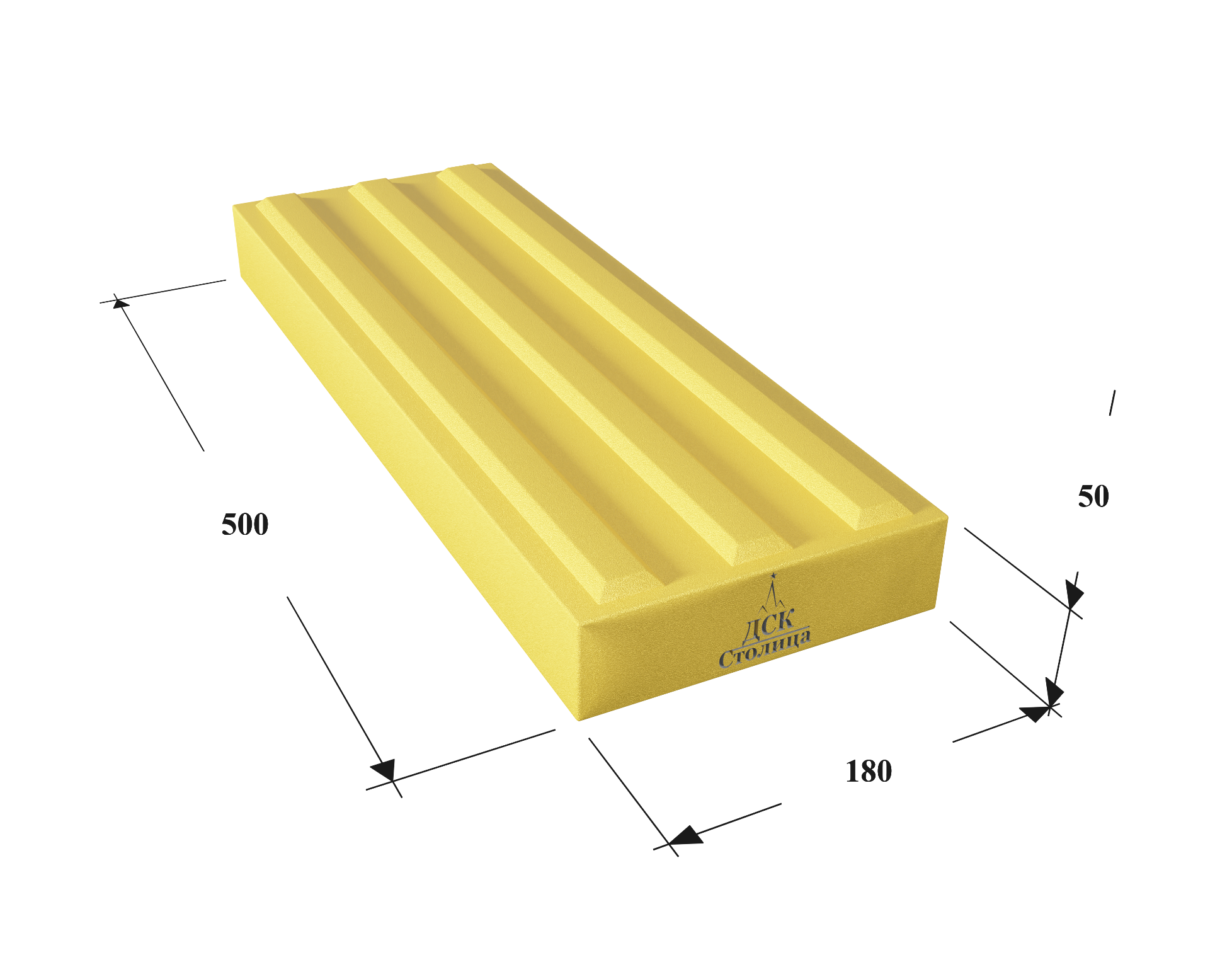 Тактильная плитка прямолинейные параллельные рифы 500x180x50