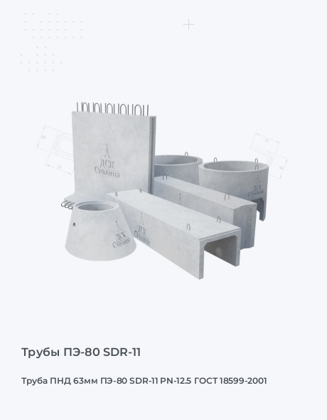 Труба ПНД 63мм ПЭ-80 SDR-11 PN-12.5 ГОСТ 18599-2001