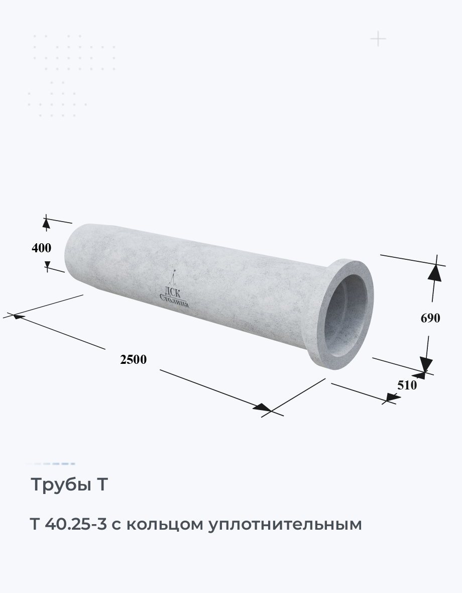 Т 140-2,5-3 Трубы железобетонные раструбные Купить Цена Размеры Вес ГОСТ  Серия