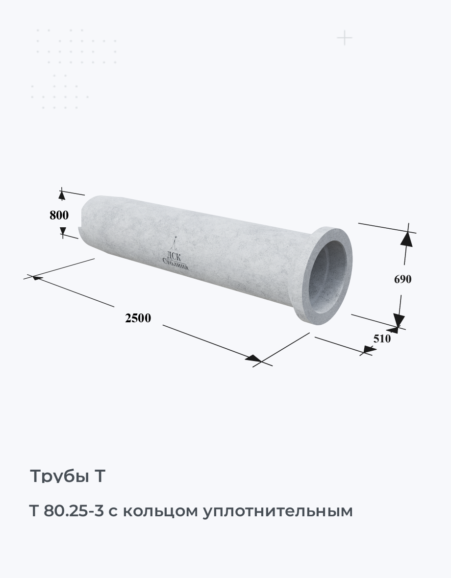 Т 80.25-3 с кольцом уплотнительным Трубы железобетонные раструбные Купить  Цена Размеры Вес ГОСТ Серия