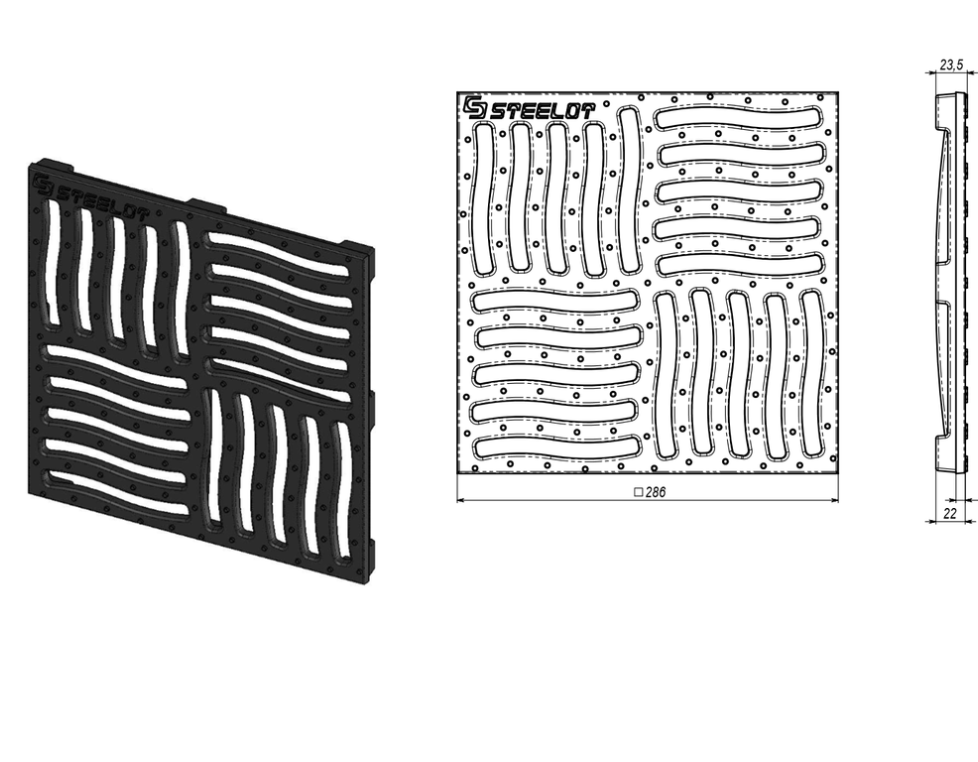Решетка чугунная SteeStart щелевая 300х300 С 250