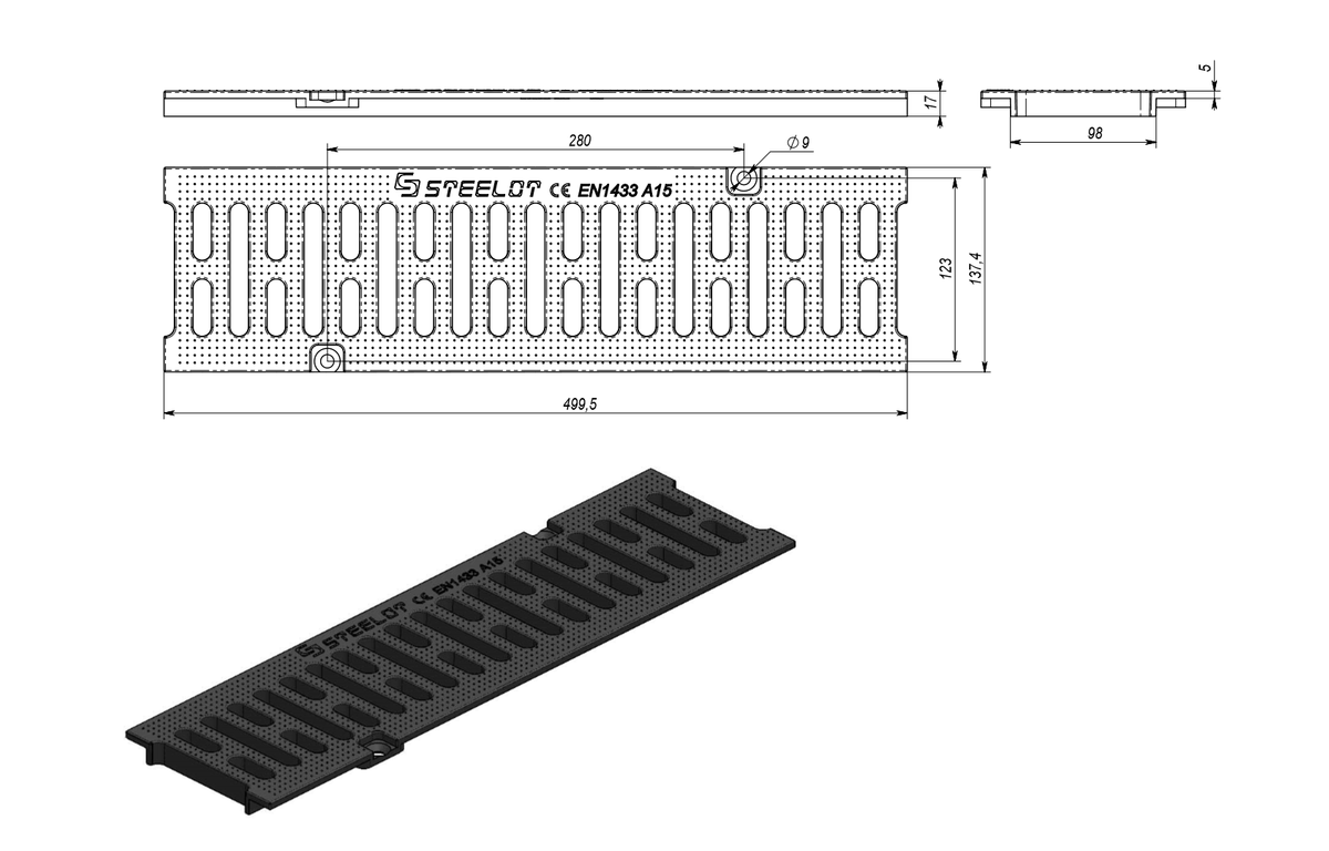 Решетка пластиковая SteeStart DN 100 А 15
