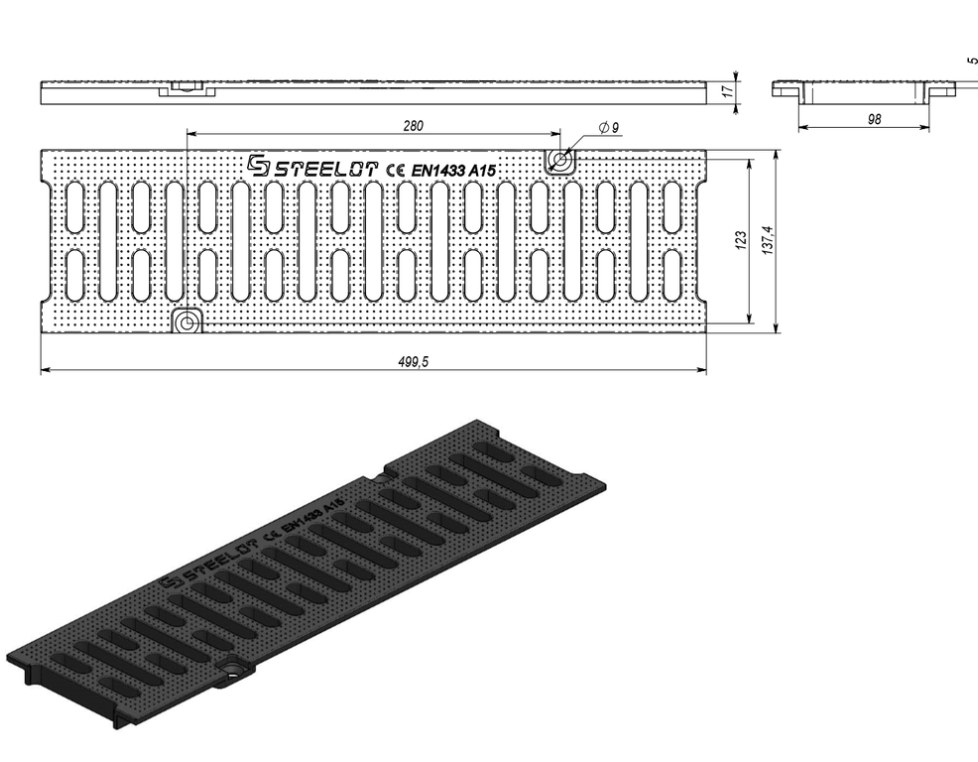 Решетка пластиковая SteeStart DN 100 А 15