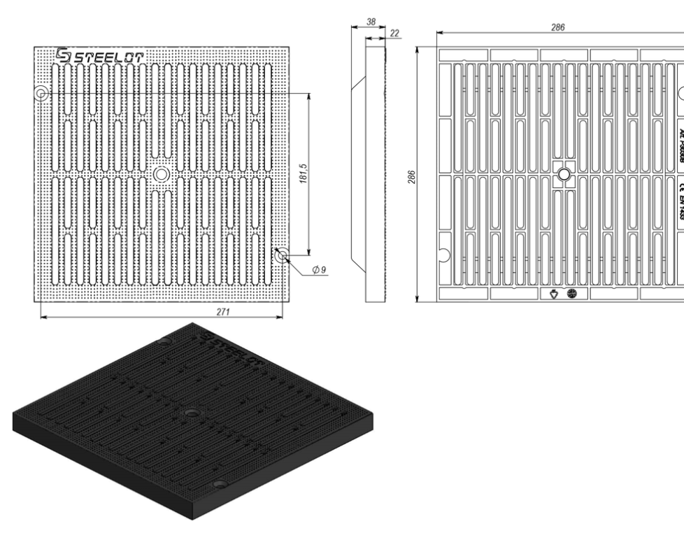 Решетка пластиковая SteeStart 300х300 А 15 черная