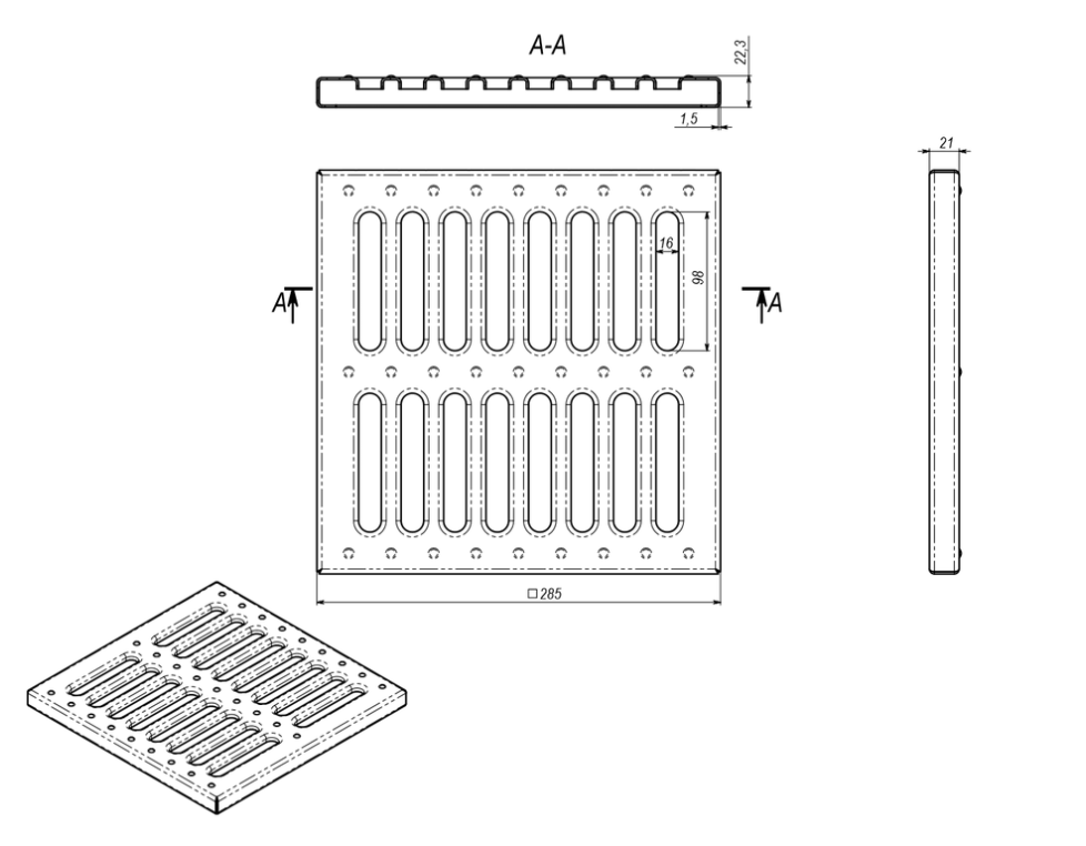 Решетка стальная штампованная SteeStart 300х300 А 15
