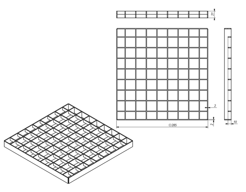Решетка стальная ячеистая SteeStart 300х300 В 125