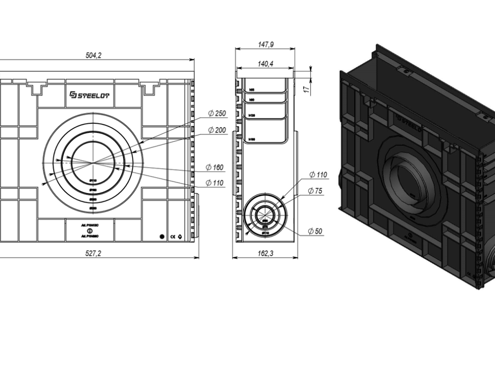 Пескоуловитель пластиковый SteeStart DN 100 H 426 высокий борт